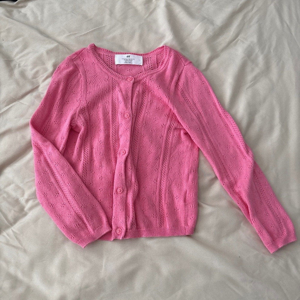 H & M Pink Lightweight Button Front Cardigan Seeater Size 5T 6